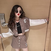 Flickor 3D Bokstav Kjolset Klädesset Långärmad Höst Vinter Ledigt Preppy stil Bomull Barn 5-13 år Skola Utomhus Normal billiga Set-Flickor 3D Bokstav Kjolset Klädesset Långärmad Höst Vinter Ledigt Preppy stil Bomull Barn 5-13 år Skola Utomhus Normal