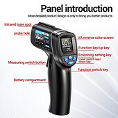 abordables Equipamiento de mediciones, inspecciones y pruebas-1 unidad -50c-550c (-58f-1022f) termómetro infrarrojo digital sin contacto medidor de temperatura de pistola piromete de pantalla lcd (sin batería)