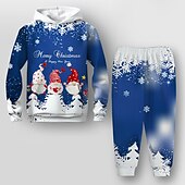preiswerte Jungen 3D Vision &amp; Geometrie-Weihnachten Jungen 3D Weihnachtsmann Weihnachtssets Set aus Kapuzenpullover und Jogginghose Set Langarm 3d Drucken Herbst Winter Aktiv Modisch Cool Polyester kinderkleidung 3-12 Jahre Outdoor Strasse