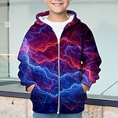 billiga Pojkens 3D Vision &amp; Geometri-Pojkar 3D Grafisk Huvtröja Kappa Ytterkläder Långärmad 3D-tryck Höst Vinter Mode Streetwear Häftig Barn 3-12 år Utomhus Ledigt Dagligen Normal