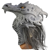 お買い得  ハロウィン 2024-動物緑の魚ヘッドカバーオランウータン馬頭象オンドリヘッドカバー豚頭ヒョウトラキツネマスクラテックスコスプレ用