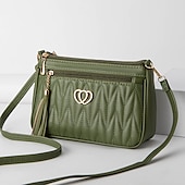 billiga Crossbodyväskor-Dam Crossbody-väska Axelväska Hoboväska PU läder Utomhus Dagligen Helgdag Knappar Tofs Dragkedja Stor kapacitet Vattentät Lättvikt Ensfärgat Quiltad ArmyGreen Gulbrun Rödbrun röd