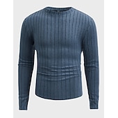 economico magliette di base-Per uomo Maglietta Camicia a Maniche Lunghe Manica Lunga Girocollo Primavera &amp; Autunno Semplice Striscia di Fossa Moda Designer Essenziale Lavoro a maglia Vacanza Streetwear Uscire Vinaccia Nero Blu