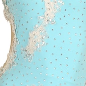 preiswerte Eiskunstlaufkleider-Eiskunstlaufkleid Damen Mädchen Eislaufen Kleider Wasserblau Gelb Rosa Patchwork Rückenfrei Gitter Hochelastisch Ausbildung Wettbewerb Eiskunstlaufkleidung Klassisch Langarm Eislaufen Eiskundstlauf