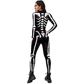 billige Kranier &amp; Bein-Skjelett Kranium Karnevalskostyme heldekkende drakter Cosplay kostyme Party-kostyme Bodysuits Ett Stykke Skremmende kostyme Dame Barne Voksne Ytelse Fest Karneval Maskerade Mardi Gras Enkelt