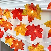 abordables Guirlandes lumineuses USB-Guirlande de lanternes en feuille d&#039;érable Guirlande de lanternes d&#039;Halloween, d&#039;automne, de Thanksgiving 6 m 40 LED 3 m 20 LED 1,5 m 10 LED Guirlande lumineuse décorative de jardin intérieur et extérieur alimentée par batterie ou USB