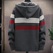 baratos suéter cardigã masculino-Homens Suéter Carregam Moletom com capuz Suéter com zíper Casaco de Suéter Tricotar Tricotado Bloco de cor Com Capuz à moda Ao ar livre Casa Roupa Outono Inverno Vinho Azul Marinha S M L