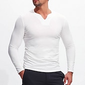 preiswerte Basic-T-Shirts-Herren T Shirt T-Shirt Langarmshirt Langarm V Ausschnitt Frühling &amp; Herbst Einfach Mode Designer Basic Urlaub Straße Ausgehen Schwarz Weiß Marineblau Top T-Shirt für Herren