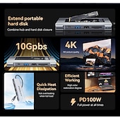 cheap USB Hubs-2023 NEW 8-in-1 USB Hub With Disk Storage Function USB Type-c to HDMI-Compatible Laptop Dock Station For Macbook Pro Air M1 M2