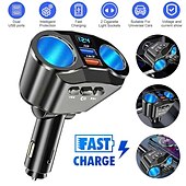 billige Bluetooth-/håndfrisett til bil-Bluetooth 5.0 dobbelt USB bil lader - 4.8A hurtiglader adapter sigarett lighter socket splitter telefonlading