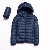 billiga Puffers &amp; Parka-dam pufferjacka med hoodie jacka vandring dunjacka vinter utomhus termisk varm packbar vattentät vindtät jacka topp full längd synlig dragkedja fiske camping / vandring / grottvandring