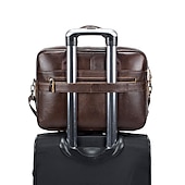 economico Borselli da uomo-valigetta in pelle marrone premium: elegante borsa per laptop da lavoro con tasche multiple, resistente per uso professionale e viaggi