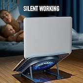 cheap Stands &amp; Cooling Pads-Laptop Stand With Cooling Fan Foldable Laptop Radiator And Holder Cooling Pad Bracket With Silent Fan For Macbook Tablet Notebook Stand Table For Laptop Accessories