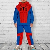 お買い得  男の子の3D動物-男の子 3D SPIDER パーカー＆スウェットパンツセット セット 長袖 3Dプリント 秋 冬 活発的 ファッション クール 子供 3〜12年 アウトドア バケーション ストリート レギュラー
