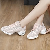 baratos Ténis de Dança-tênis de dança de malha leve femininos – sapatos de jazz respiráveis com cadarço para fitness, zumba e dança hip-hop