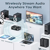abordables Periféricos de ordenador-Receptor y transmisor bluetooth 5,0 2 en 1, fm estéreo, aux, jack de 3,5mm, rca, llamada óptica con manos libres, adaptador de audio inalámbrico bluetooth nfc para tv