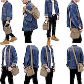 cheap Men's Bags-Men's Canvas Crossbody Shoulder Bag – Multi-Pocket Travel Messenger Bag with Zipper Compartments for Outdoor, Commuting, and Daily Use