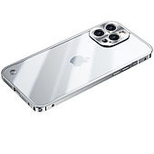 お買い得  iPhone用ケース-iPhone 16、iPhone 15、14 Pro Max Plus バックカバー バンパーフレーム スリムケース 着脱式ミラー 透明レトロアクリル金属