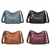 olcso Keresztpántos táskák-női műbőr crossbody táska - több zsebes vállas kézitáska cipzárral a mindennapi alkalmi használatra