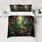 voordelige Dekbedovertreksets-2pcs/3pcs retro retro abstract vuurdraakpatroon bedset dekbedovertrek lichtgewicht en zacht geschikt voor volwassenen en kinderen groot bed klein bedset