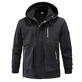 Недорогие Одежда из Softshell, флисовые и туристические куртки-Муж. Сохраняет тепло Водонепроницаемость Зима Осень Сплошной цвет Черный Военно-зеленный Серый Жакеты