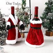 cheap Kitchen-Christmas Wine Decoration Creative Red Wine Bag, Christmas Dress Wine Bottle Cover, Christmas Skirt Wine Bottle Decoration, Christmas Red Wine Cover