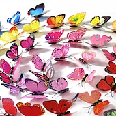 cheap Party Favor-200 Pcs 6cm Simulation Butterfly Scene Layout Props Butterfly Accessories Wall Stickers Home Decoration Crafts for Christmas Gifts