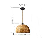 abordables Lustres style lanterne-pendentif LED en rotin 11,8&quot; lustres, luminaire suspendu LED de style minimaliste, plafonnier de chevet de salle à manger 110-240v