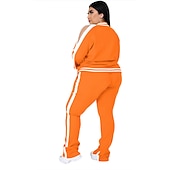 cheap Women&#039;s Tracksuit-Women&#039;s Tracksuit Sweatsuit 2 Piece Athletic Winter Long Sleeve Thermal Warm Breathable Soft Fitness Running Jogging Sportswear Activewear Striped Black Yellow Light Green