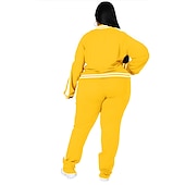 cheap Women&#039;s Tracksuit-Women&#039;s Tracksuit Sweatsuit 2 Piece Athletic Winter Long Sleeve Thermal Warm Breathable Soft Fitness Running Jogging Sportswear Activewear Striped Black Yellow Light Green
