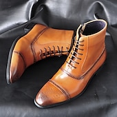 voordelige Dress Boots-Heren bruine imitatieleren brogue enkellaarsjes – vintage veterontwerp met wingtip-details en duurzame zool voor formele en informele gelegenheden