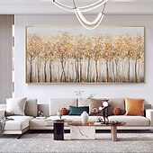 cheap Floral/Botanical Paintings-Handmade Hand Painted Oil Painting Wall Art Huge Green Oil Painting of Happy Tree Symbolizing Vibrancy and Vitality Decor Rolled Canvas No Frame Unstretched
