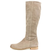 cheap Cowboy &amp; Western Boots-Women&#039;s Perforated Suede Knee-High Boots with Zipper - Stylish and Breathable Footwear for Casual Outings and Spring Fashion