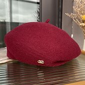 cheap Party Hats-Hats Headwear Polyester / Cotton Blend Beret Hat Casual Holiday Retro Elegant With Pure Color Splicing Headpiece Headwear