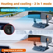 זול ציוד חימום לרכב-תנור חימום לרכב 2 ב-1 12v 150w נייד חזק חשמלי מחמם חשמלי 360 מעלות סיבוב מפשיר שמשות לרכב לאביזרי רכב לרכב