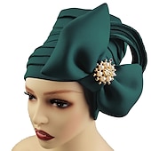 preiswerte Hochzeit Kopfschmuck-Kopfbedeckungen Kopfbedeckung Polyester / Baumwollmischung Schlapphut Turbane Casual Kirche Mit Pure Farbe Muster Kopfschmuck Kopfbedeckung