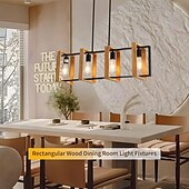 economico Modello a candelabro-illuminazione dell&#039;isola della cucina, lampada a sospensione della fattoria della sala da pranzo a 4 luci, lampada a sospensione moderna nera, lampada da tavolo da biliardo, finitura in legno e