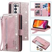 abordables Carcasas Samsung-Funda para teléfono para Samsung Galaxy Z Fold 5 Z Fold 4 Z Fold 3 Funda de billetera con cremallera protección completa con correa para muñeca color liso de cuero PU