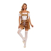 levne lederhosen-předvečer Všech svatých Plesová maškaráda Oktoberfest Halenka / košile Cosplay kostým Maškarní cosplay němčina Mnichov Louky Dámské Karneval Výkon předvečer Všech svatých Tradiční Styl Tkanina Vrchn