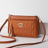 billiga Crossbodyväskor-Dam Crossbody-väska Axelväska Hoboväska PU läder Utomhus Dagligen Helgdag Knappar Tofs Dragkedja Stor kapacitet Vattentät Lättvikt Ensfärgat Quiltad ArmyGreen Gulbrun Rödbrun röd