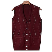 preiswerte Herren Strickjacke-Herren Pullover Pullunder Wollpullover Kaschmir Strickjacke Gerippt Stricken Standard Tasche Strick Raute V Ausschnitt Warm-Ups Moderne zeitgenössische Freizeitskleidung Ausgehen Bekleidung Winter