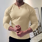 preiswerte Basic-T-Shirts-Herren T Shirt T-Shirt Langarmshirt Langarm V Ausschnitt Frühling &amp; Herbst Einfach Mode Designer Basic Urlaub Straße Ausgehen Schwarz Weiß Marineblau Top T-Shirt für Herren