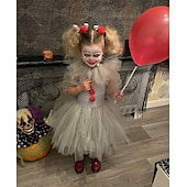 olcso Klasszikus horror-Azt Bohóc Pennywise Farsangi jelmez Ruhák Szerepjáték Jelmezek Tüllszoknya Gyermek Lány Szerepjáték Ijesztő jelmez Teljesítmény Parti Farsang Álarcos mulatság Mardi Gras Könnyű farsangi jelmez
