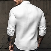 billiga Tropiska växter-Herr Färgblock Kokosnötsträd Löv Skjorta Hawaii skjorta Aloha skjorta Långärmad Skjorta Hög krage Mode Streetwear Designer Utomhus Gata Ledigt Vit Gul Ljusgrön S M L