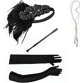 economico Accessori e altro-Anni 1920 Il grande Gatsby Abiti Il grande Gatsby Invitato al matrimonio Halloween Carnevale Halloween Ricevimento di nozze Adulti Guanti Collana Copricapo Tutte le stagioni