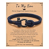 cheap Wearable Accessories-Milan Rope Hand Woven Bracelet To My Son&#039;s Grandson Stainless Steel Horseshoe Buckle Bracelet