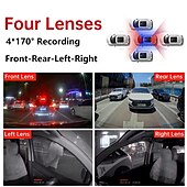preiswerte Autofestplattenrekorder-4 Kanäle 1080p1080p1080p1080p WiFi GPS Auto DVR Doppelobjektiv 8 Infrarotlicht Nachtsicht 4 Objektiv 170 Grad Dashcam Autokamera