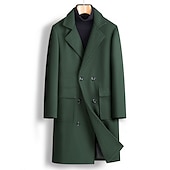billiga Trenchcoat för män-Herr Vinterkappa Rock Peacoat Utomhus Dagliga kläder Höst vinter Polyester Håller värmen Vattentät Ytterkläder Kläder Mode Streetwear Slät Kavajslag Dubbelknäppt