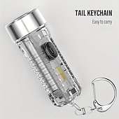 abordables Linternas-Mini linterna llavero recargable por USB con luces laterales multicolores - 7 modos de iluminación para camping y emergencias