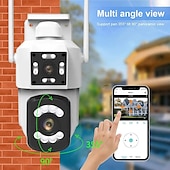 cheap Outdoor IP Network Cameras-2.4G WIFI Security CCTV Camera Dual Len Wireless IP Camera Two-Way Audio Talk Auto Tracking Waterproof Network Camera Digital Zoom Surveillance PTZ Camera